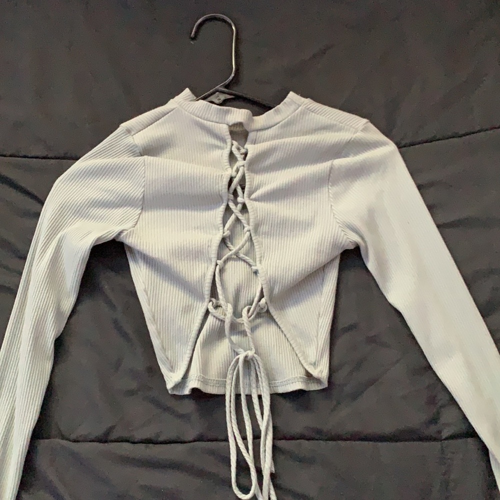 Sage Green Criss cross Open Back Longsleeve
